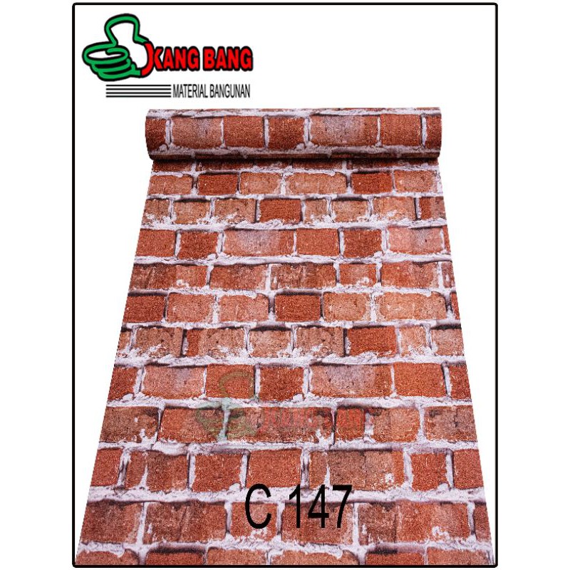 Wallpaper Dinding Vinyl Bertekstur, Tebal, Berserat - Motif Bata