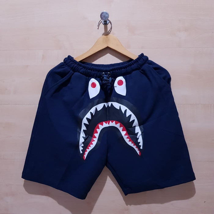 CELANA PENDEK SHORT PANTS BAPE A BATHING APE SHARK NAVY - M
