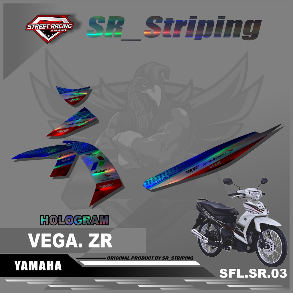 Striping Hologram Vega ZR - Sticker Stiker Striping Yamaha Vega ZR Motif Mandalika SR.03