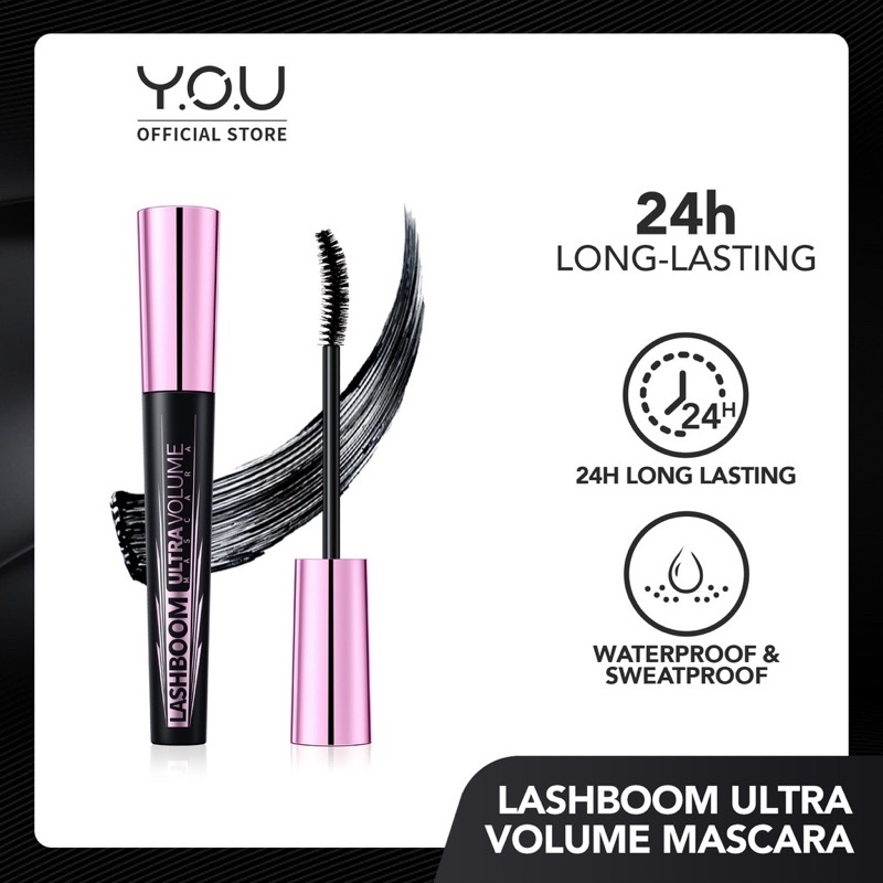 YOU Lashboom Ultra Volume Mascara | Maskara Waterproof | Tahan 24 Jam | Lash Lift | Kosmetik Mata / You Lashboom Ultra volume mascara/mascara you/ Maskara ( YOU MAKEUPS OFFICIAL STORE )