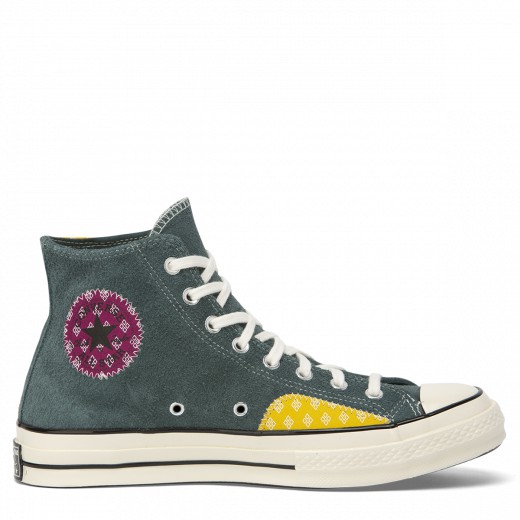 CONVERSE 70s TWISTED PREP PATCHWORK HI - TOP FADED SPRUCE AMARILLO ROSE MAROON