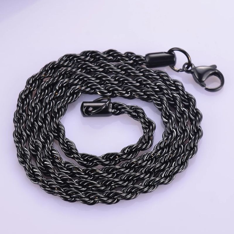 Kalung Tambang Hitam Titanium Import Kalung Pria dan Wanita