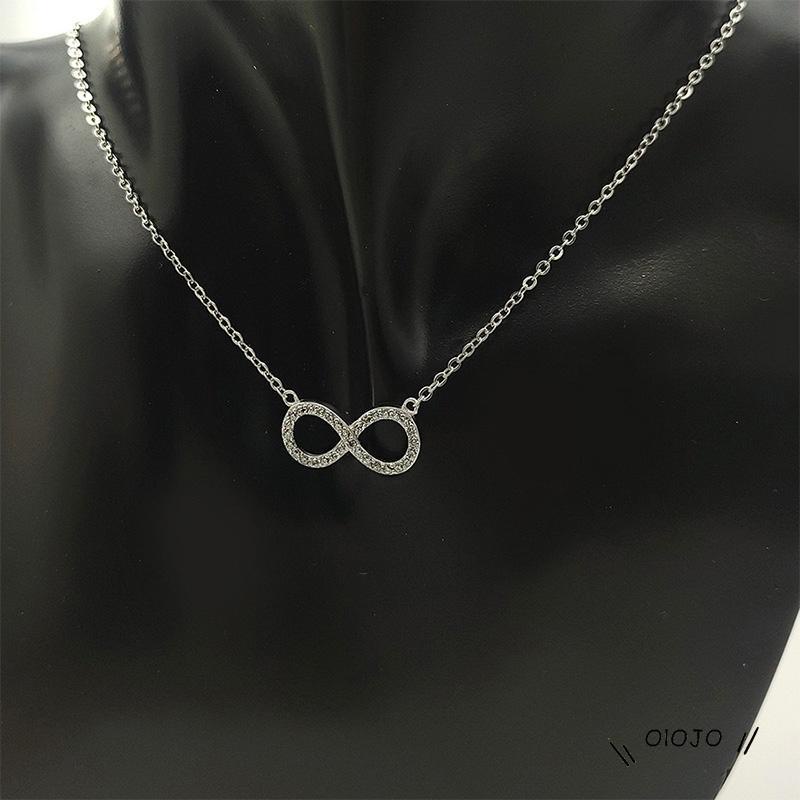 【COD】kalung bentuk infinity Kalung Rantai Klavikula Pendek Desain Angka 8 Hias Berlian Serbaguna Untuk Aksesoris