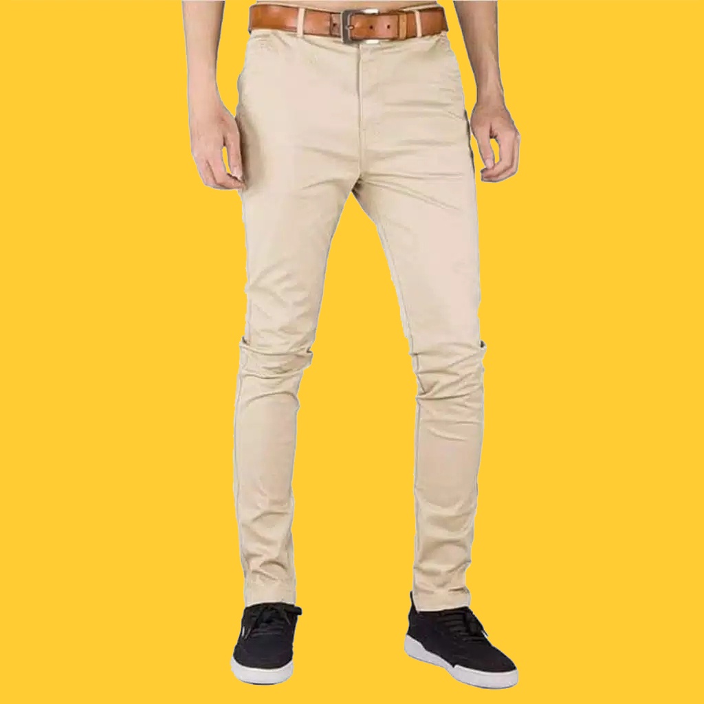 CELANA CHINO / CHINOS PANJANG PRIA WANITA CREAM MJL STORE