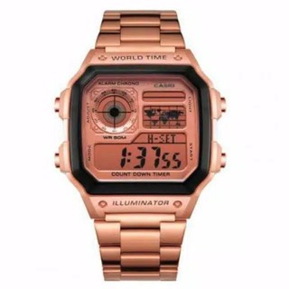 BISA COD Jam Tangan Pria Fahion Korea Style Casio iluminator AE-1200 Rantai Steel