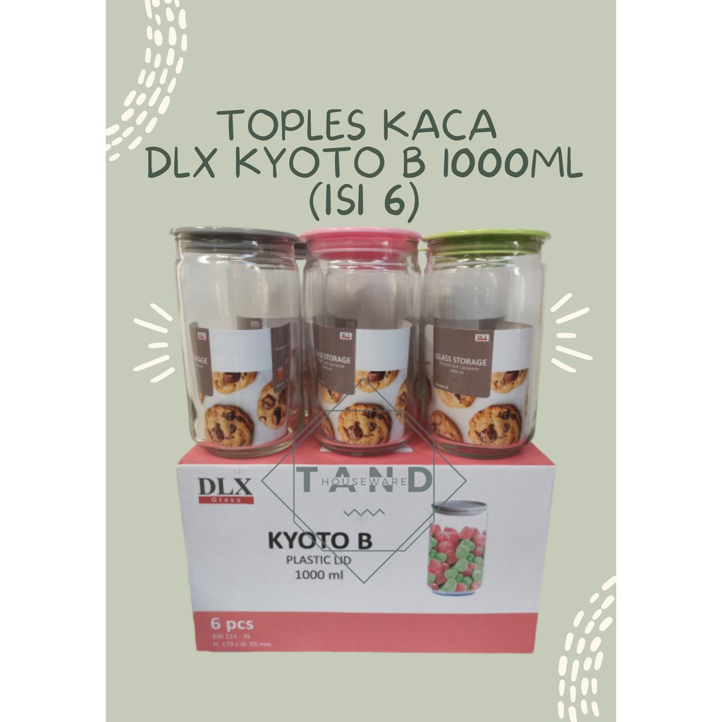 Toples Kaca Bulat Kedap Udara Kyoto B Set Ukuran 1000 Ml  (6pcs)