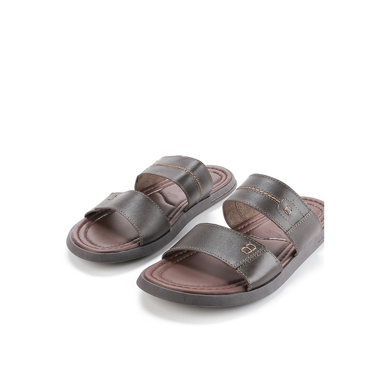 SANDAL SLIDE KULIT ANDRE VALENTINO PRIA ORIGINAL CASUAL COKLAT AVM17