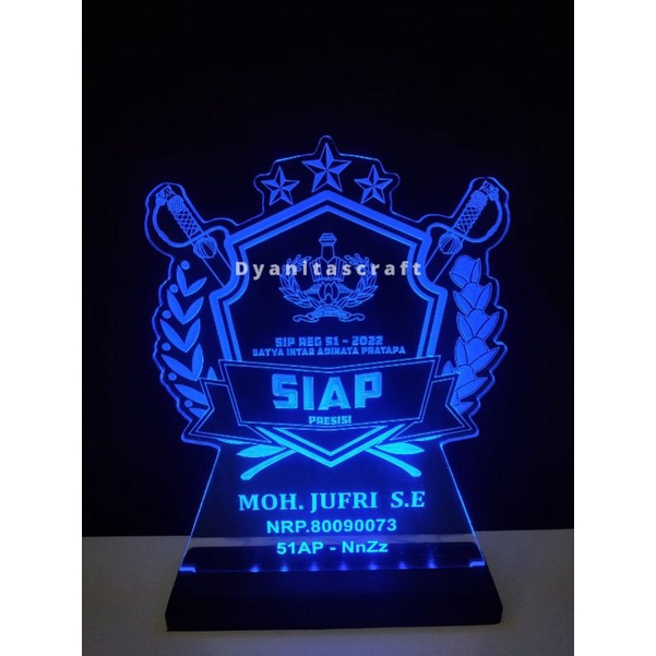 LAMPU AKRILIK CUSTOME LOGO ANGKATAN POLRI |  PAPAN NAMA MEJA POLISI AKRILIK | PLAKAT LAMPU TIDUR AKRILIK CUSTOM WARNA, LOGO ,TULISAN