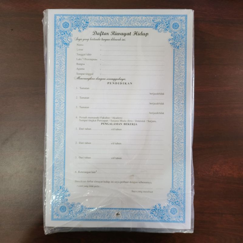 

Daftar Riwayat Hidup ( 500 Lembar )