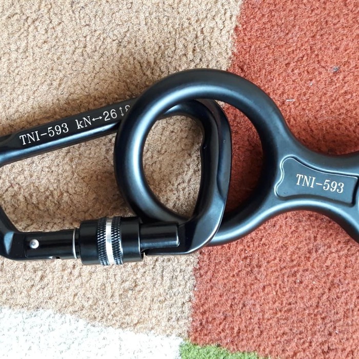 AM Termurah Carabiner screw delta dan figure 8 jatah tni-1set carabiner dan figure