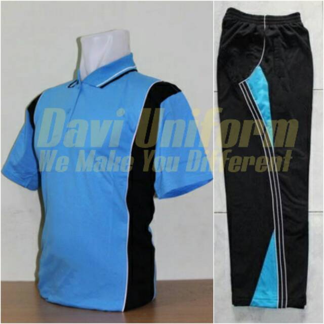 Kaos Training Sport / Setelan Trening Lengan Pendek / Seragam kaos Olahraga warna Biru Turkis