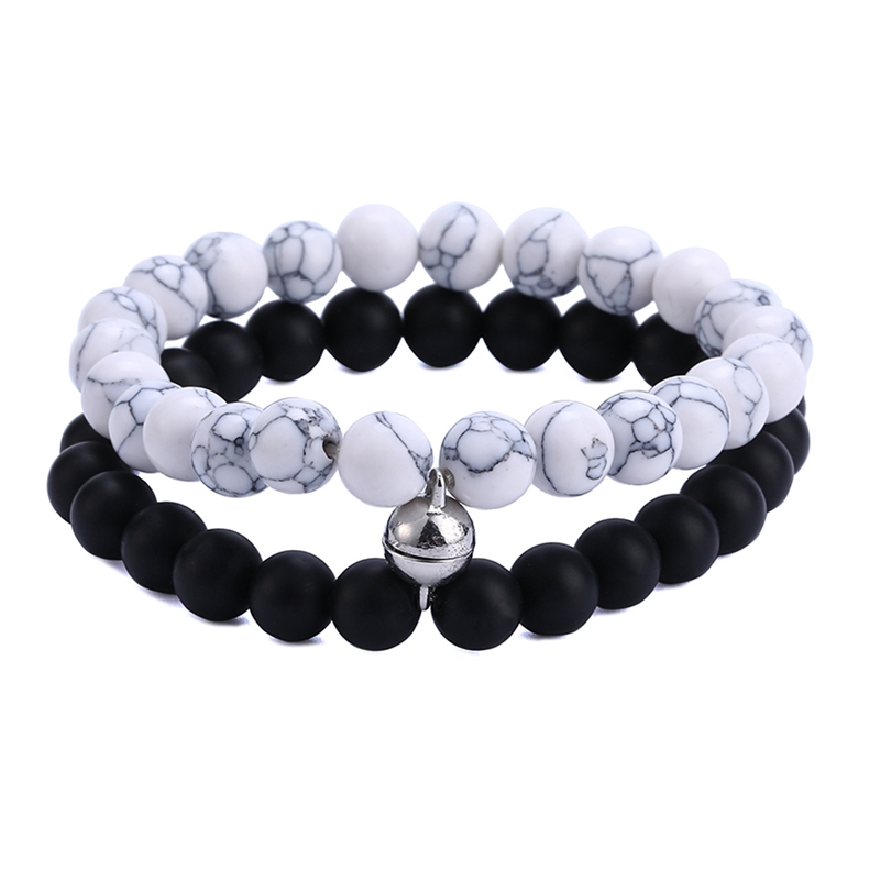 Fashion 2pcs/Set Natural Stone Beads Yoga Bracelet For Lovers Distance Magnet Couple Bracelets Friendship Jewelry|Strand Bracelets