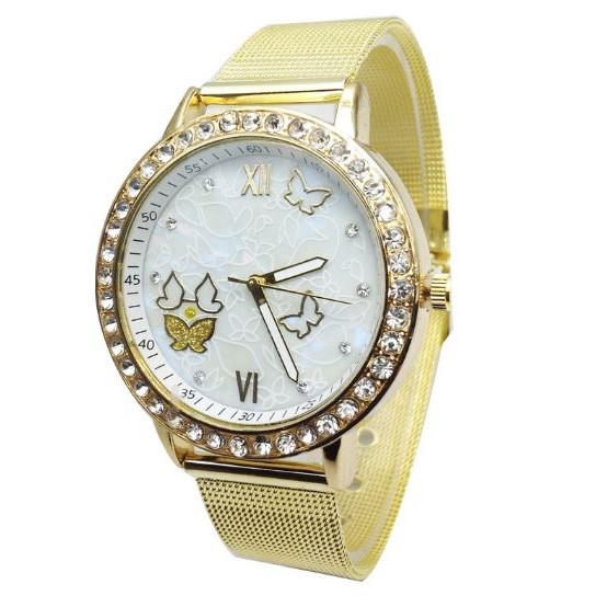 jam tangan fashion emas wanita gold butterfly diamond watch (1J1)  jwa030