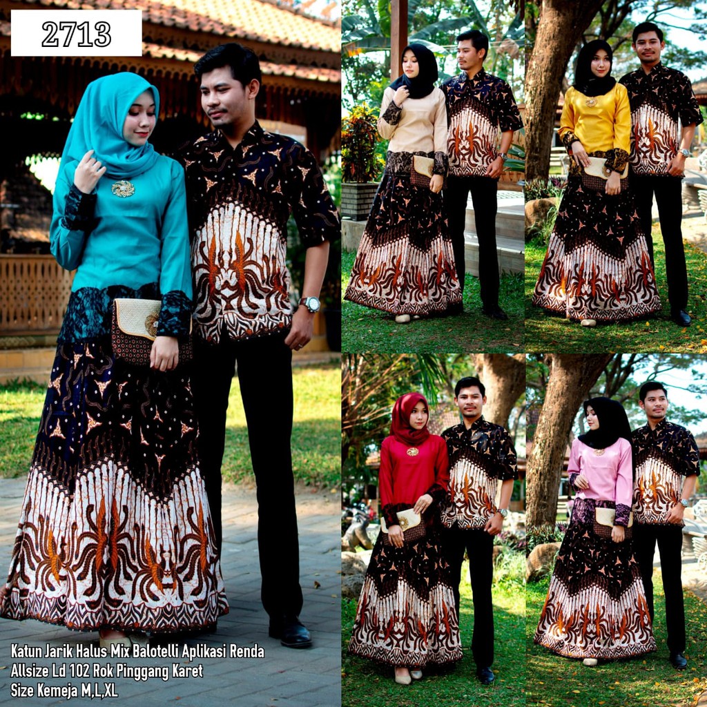 Zola_Batik Batik Couple Gamis Set Renda RnB Lengan Pendek 2713