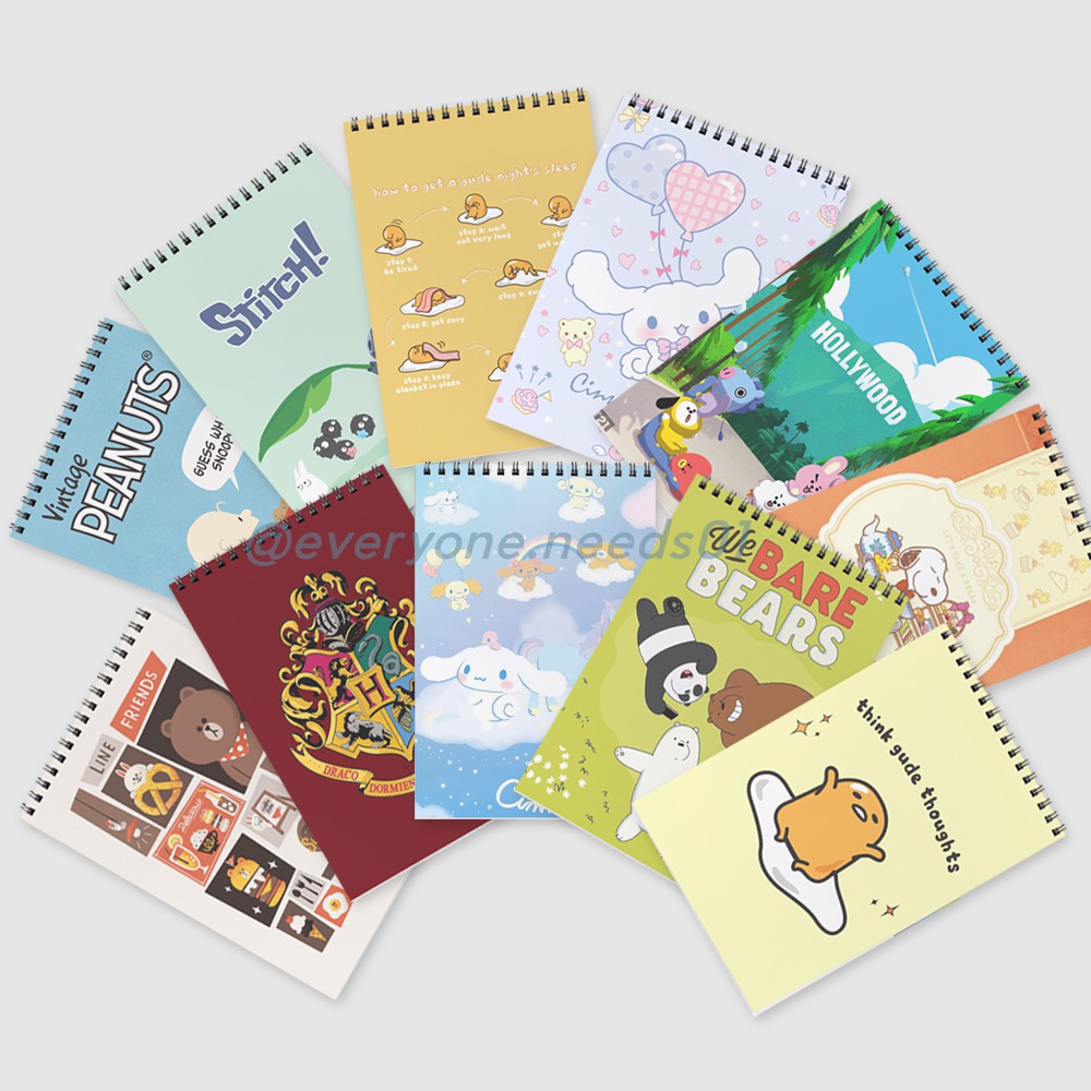 

Mini Notebook (7 CM x 10 CM) Gudetama, Stitch, BT21, Snoopy, Cinnamoroll