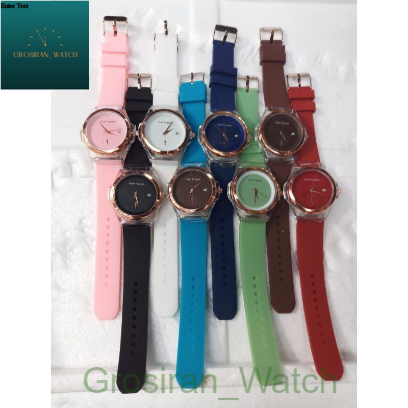 Jam Tangan Wanita Hush Puppies Case Oval Detik Off (Hiasan)  Bawah Strap Rubber HP-55 [G_W]