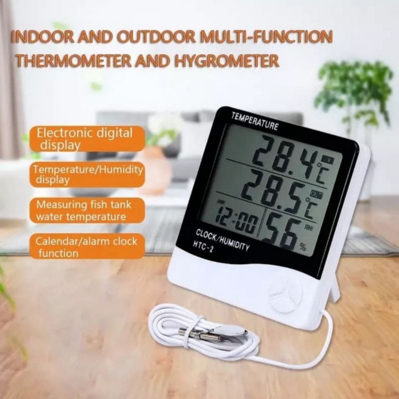 THERMOMETER HYGROMETER DIGITAL JAM TERMOMETER RUANG INDOOR HTC-2 3 BARIS