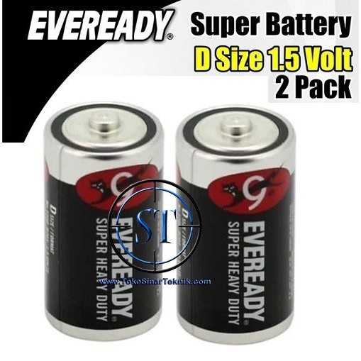 Baterai Eveready Size D LR20  Battery Ukuran Besar 1.5V Super Heavy Duty (1 Set Isi 2 Pcs)