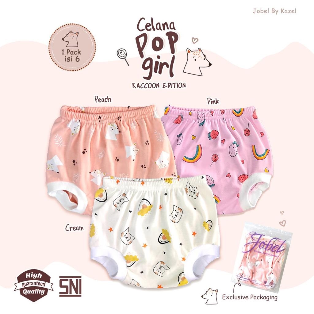 Jobel Celana Pop Bayi Raccoon Girl &amp; Mouse Boy 1pack 6pcs Celana Anak Perempuan &amp; Celana Anak Laki Laki