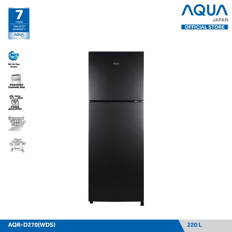 AQUA JAPAN Kulkas 2 Pintu AQR-D270(DS/LS) 220 Liter FREE ONGKIR (JABODETABEK)