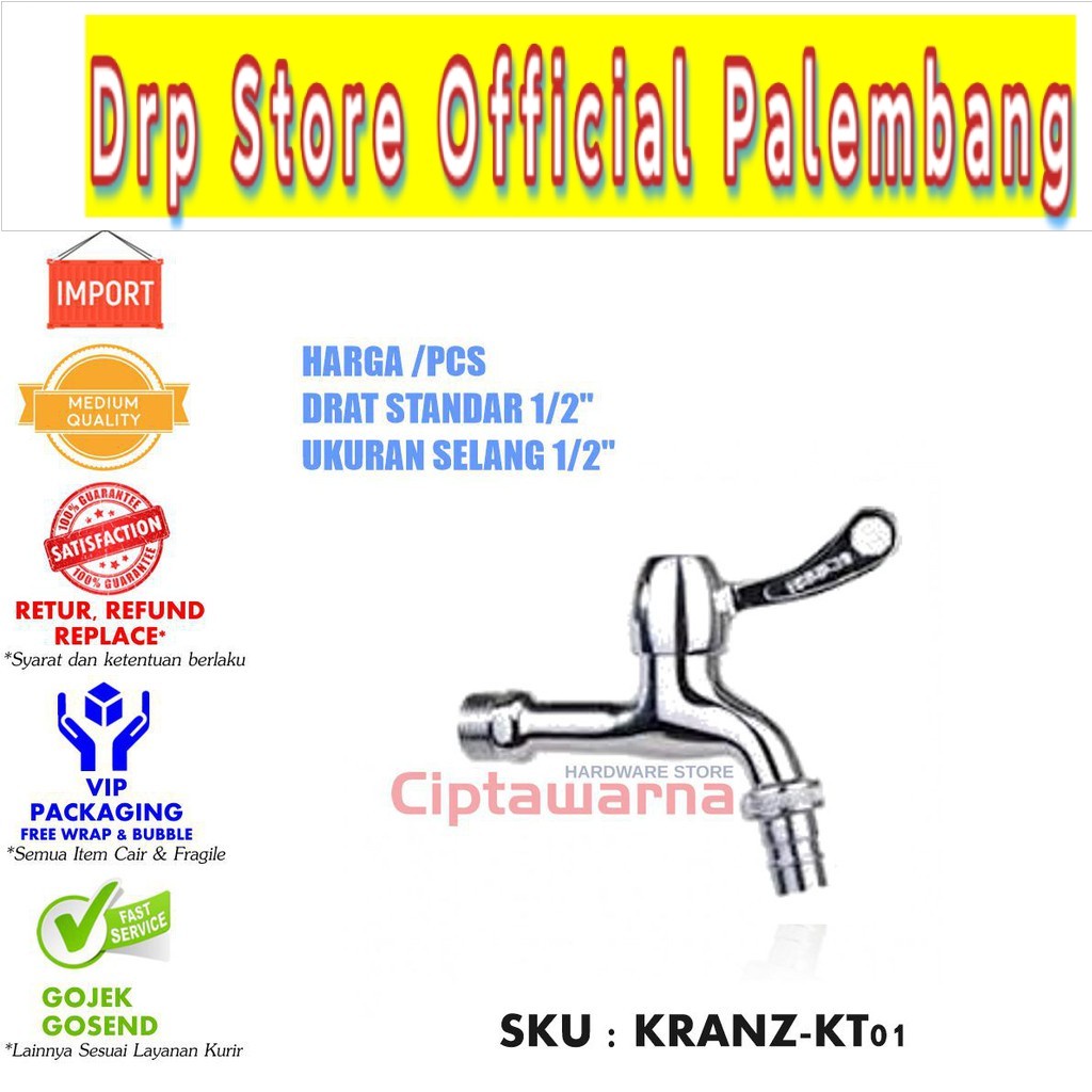 STOP KERAN KRAN KRANZ TEMBOK TAMAN TOILET KT-01 STAINLESS