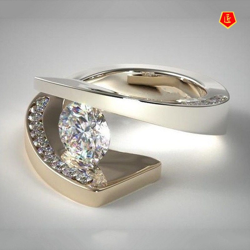 [Ready Stock]Creative Personality Diamond-Studded Ring 18K Gold