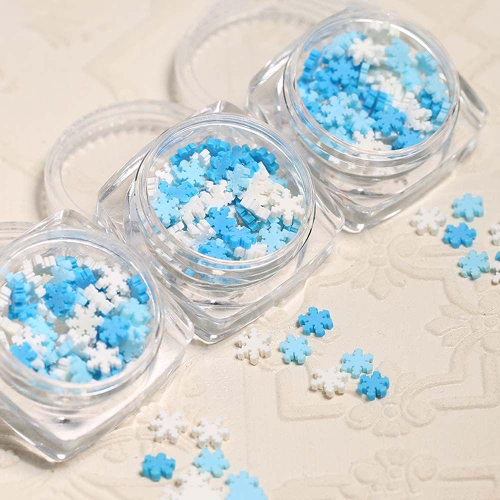 AUGUSTINA Agustina Snowflakes Nail Sequin Lembut Biru Dan Putih Korea 3D Snowflakes Flake Elegance Christmas Series DIY Dekorasi Nail Art