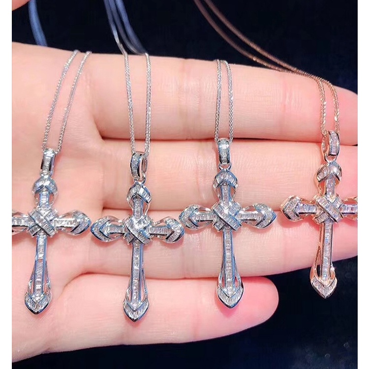 Kalung Liontin Salib T Persegi Lapis Emas 18K Bahan Stainless Untuk Aksesoris