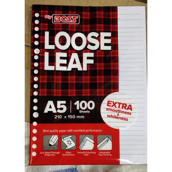 

Kertas Loose Leaf / kertas binder A5 100 lembar (1 pack)