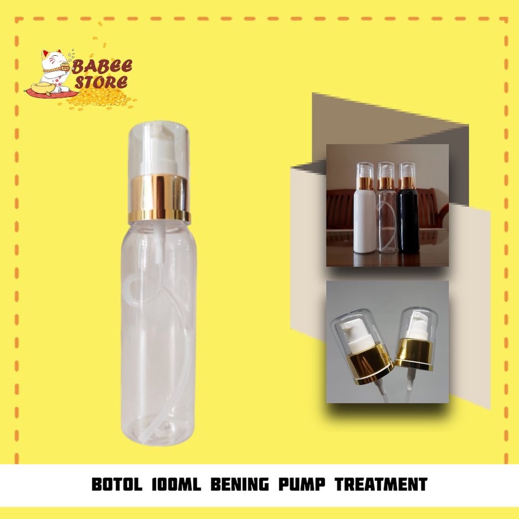 BABEE - BOTOL PLASTIK 100ML PUMP TREATMENT GOLD / BOTOL 100 ML / BOTOL ISI ULANG [HARGA GROSIR]