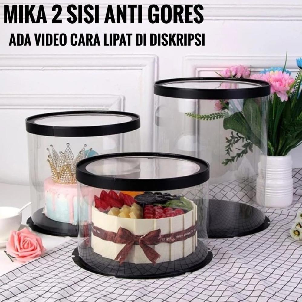 

Cake Box Bulat Dus Kue Kotak Kue Transparant Mika Pet 30X30 Cm