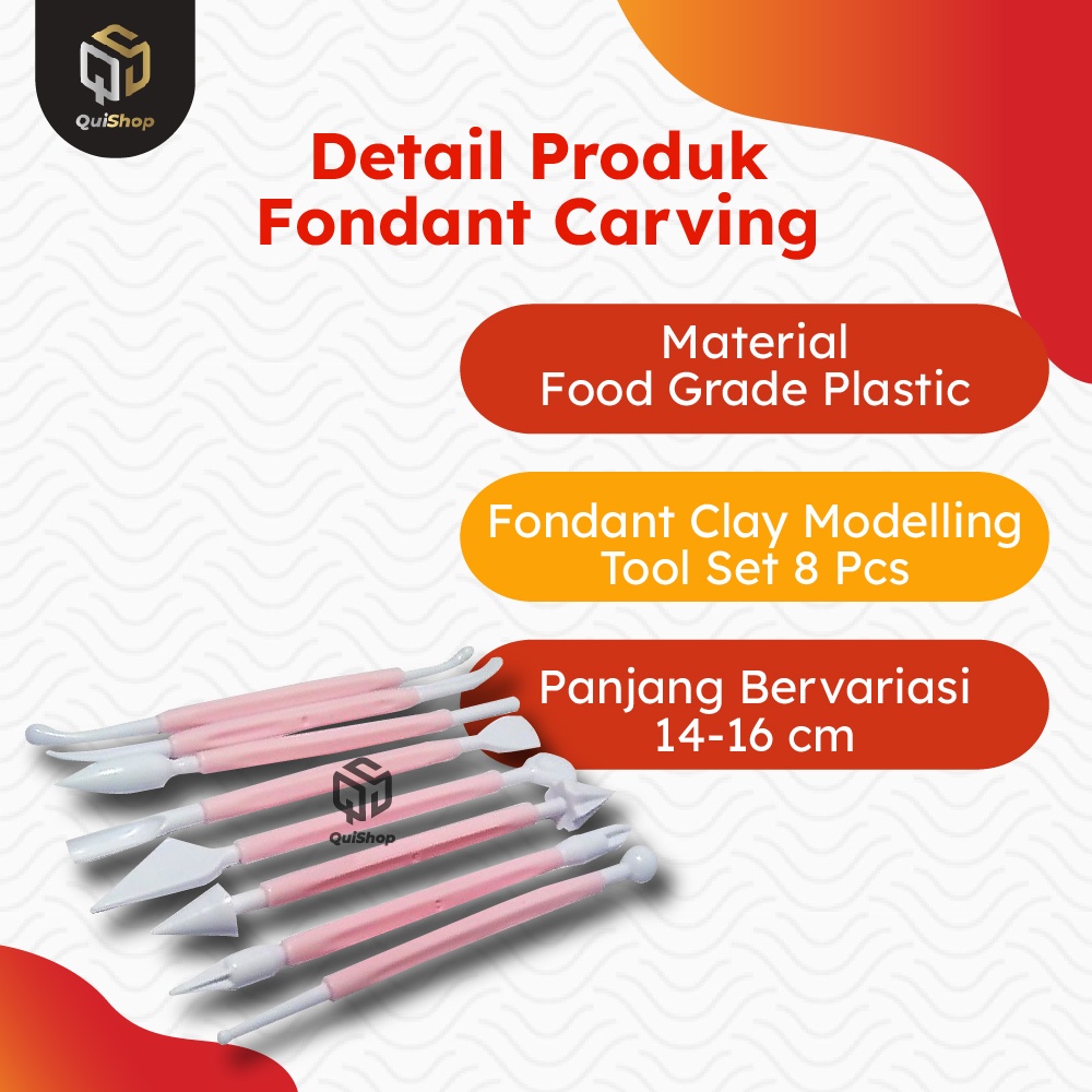 Fondant Carving Set 8 Modelling Alat Dekorasi Kue Clay Fondant Tools Peralatan Dapur Berkualitas Termurah-1