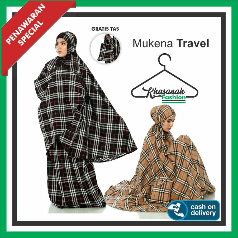 Mukena Traveling  Motif Kotak Kotak Ukuran Jumbo