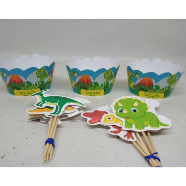 Cupcake topper wrapper dino / cupcake toppers dinosaurs / cupcake toppers dino / wrapper dinosaur
