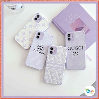 ready stock iphone 13 11 12 pro max 12 mini se 2020 xr x 7 8 6 6s plus lambskin design purple fashion brand precise hole position phone case anti fall soft protective cover