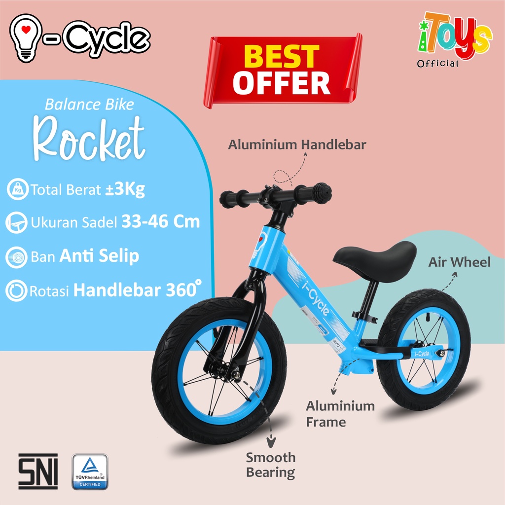 Sepeda Balance Bike | Push Bike i-Cycle (Rocket)