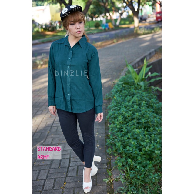 KEMEJA WANITA WARNA HIJAU ARMY BARU