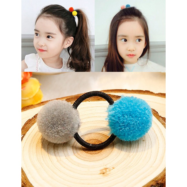 LRC Ikat Rambut Lovely  Fuzzy Balls Decorated Hair Band