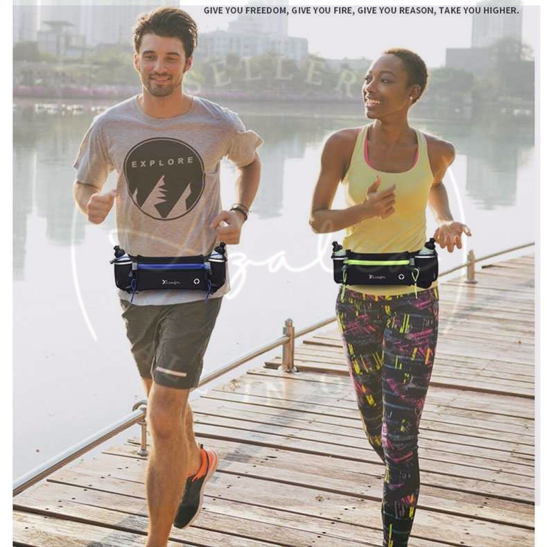 Tas Pinggang Lari Olahraga dengan 2 Botol / Tas Sepeda / Tas Pinggang / COD / Termurah