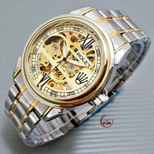 JAM TANGAN PRIA/ COWOK ROLEX AUTOMATIC RANTAI TAHAN AIR ELEGANT...