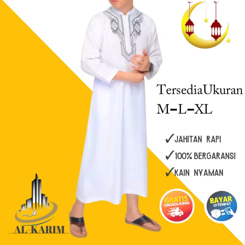 JUBAH GAMIS PRIA DEWASA BORDIR LENGAN PANJANG