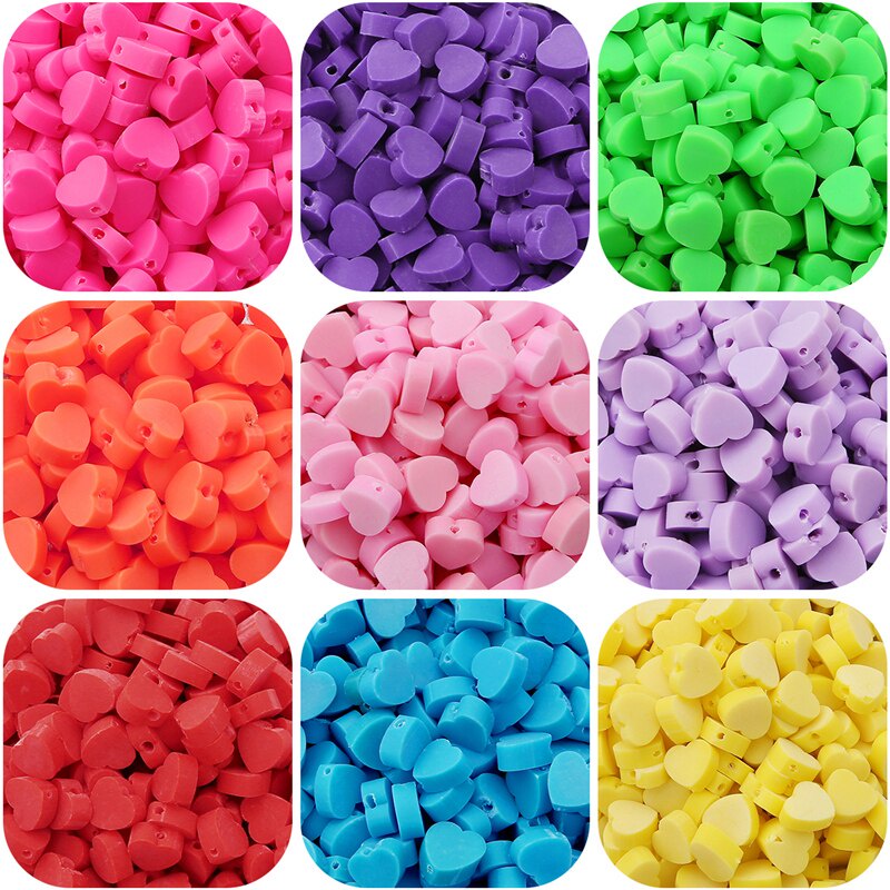 30Pcs Manik-Manik Bentuk Hati Bahan Polymer Clay Untuk Membuat Perhiasan Kalung Dan Gelang