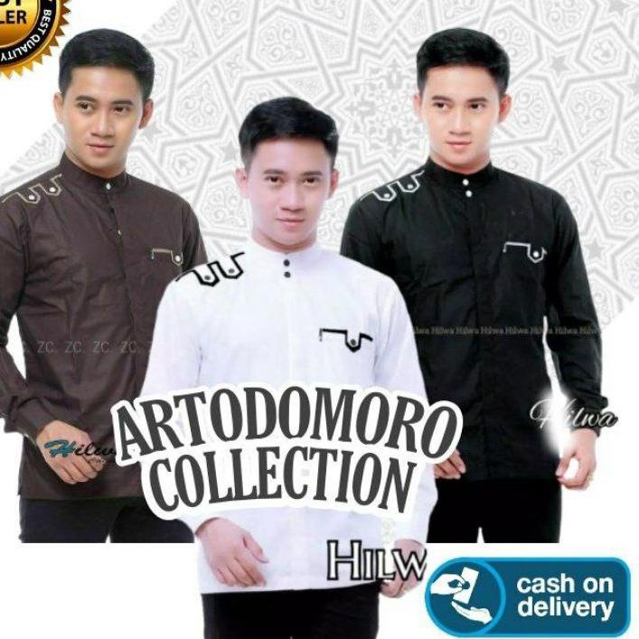 [Best] VL#019.☛ Baju Koko Pria Gus Azmi Syubbanul Muslimin Kombinasi Hadroh Hilwa Motif Anti Covid.A