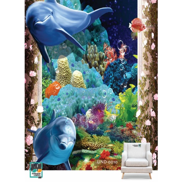 Wallpaper Dinding 3D Custom Alam Dunia Laut Biru (UND-0010)