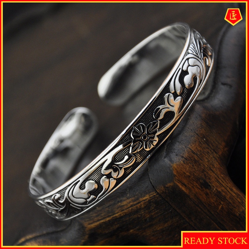 [Ready Stock]Classic Fashion Silver Lotus Leaf Pattern Bracelet for Women