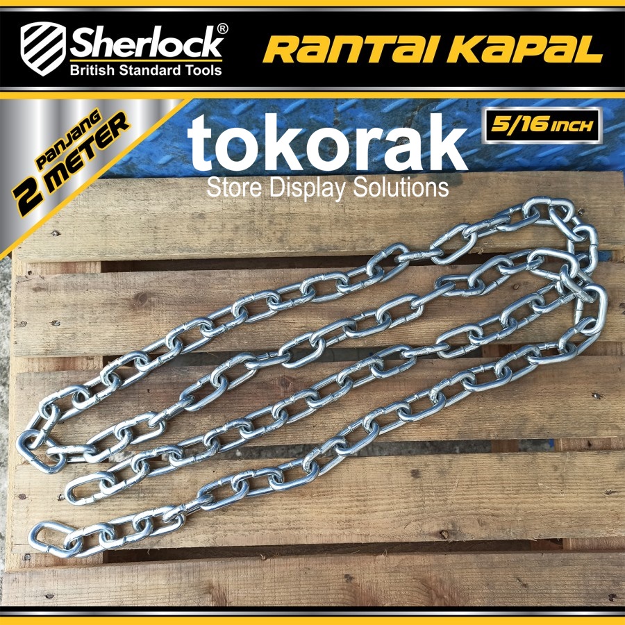 RANTAI BESI 8 MM 2 METER SHERLOCK - RANTAI KAPAL GALVANIZED 5/16 INCH