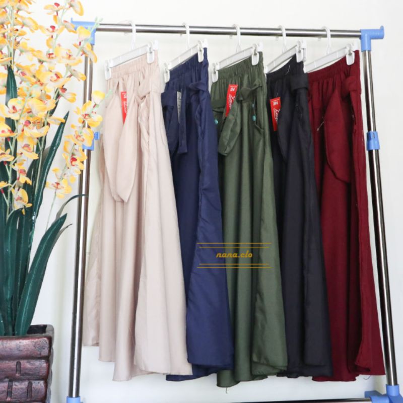 Rok Wanita Bahan Katun dan Wolfis Polos Maxi Skirt Dewasa