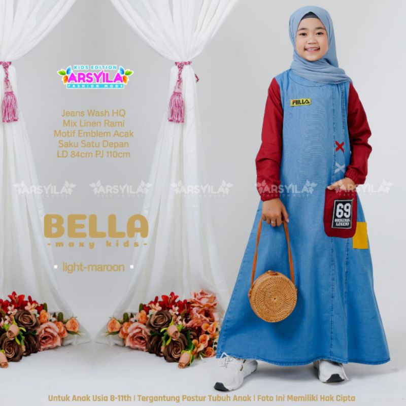 Bella maxy by arsyila / maxi kids / gamis anak / dress murah anak remaja / bisa COD bayar di tempat