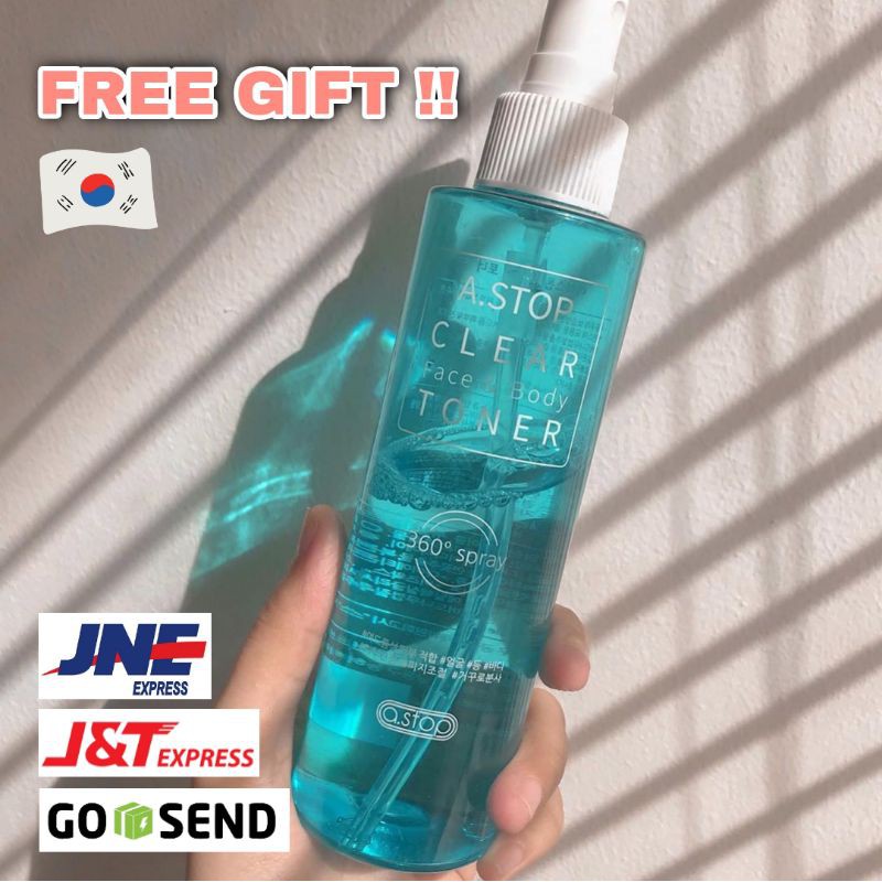 (ECER) A STOP CLEAR FACE AND BODY TONER DI BOTOL ASLI SPRAY KOREA ASTOP ORIGINAL SHARE IN JAR MINI