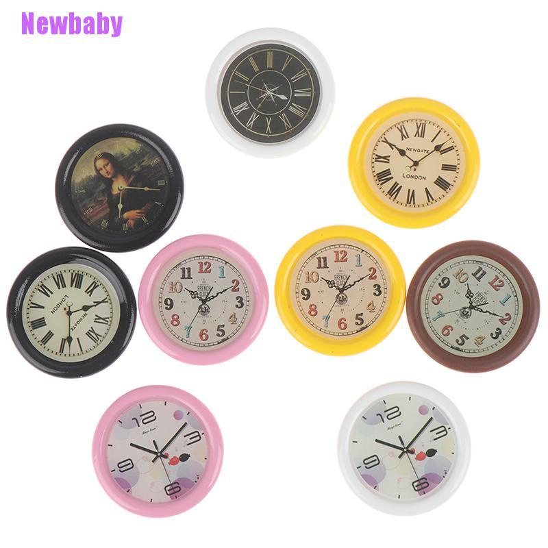 (Newbaby) Miniatur Jam Dinding Bahan Resin Skala 1: 12 Untuk Dekorasi Rumah Boneka